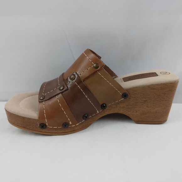 Vintage Y2K Lower East Side Patchwork Leather Platform Chunky Wedge Sandals 7.5 - Picture 6 of 10